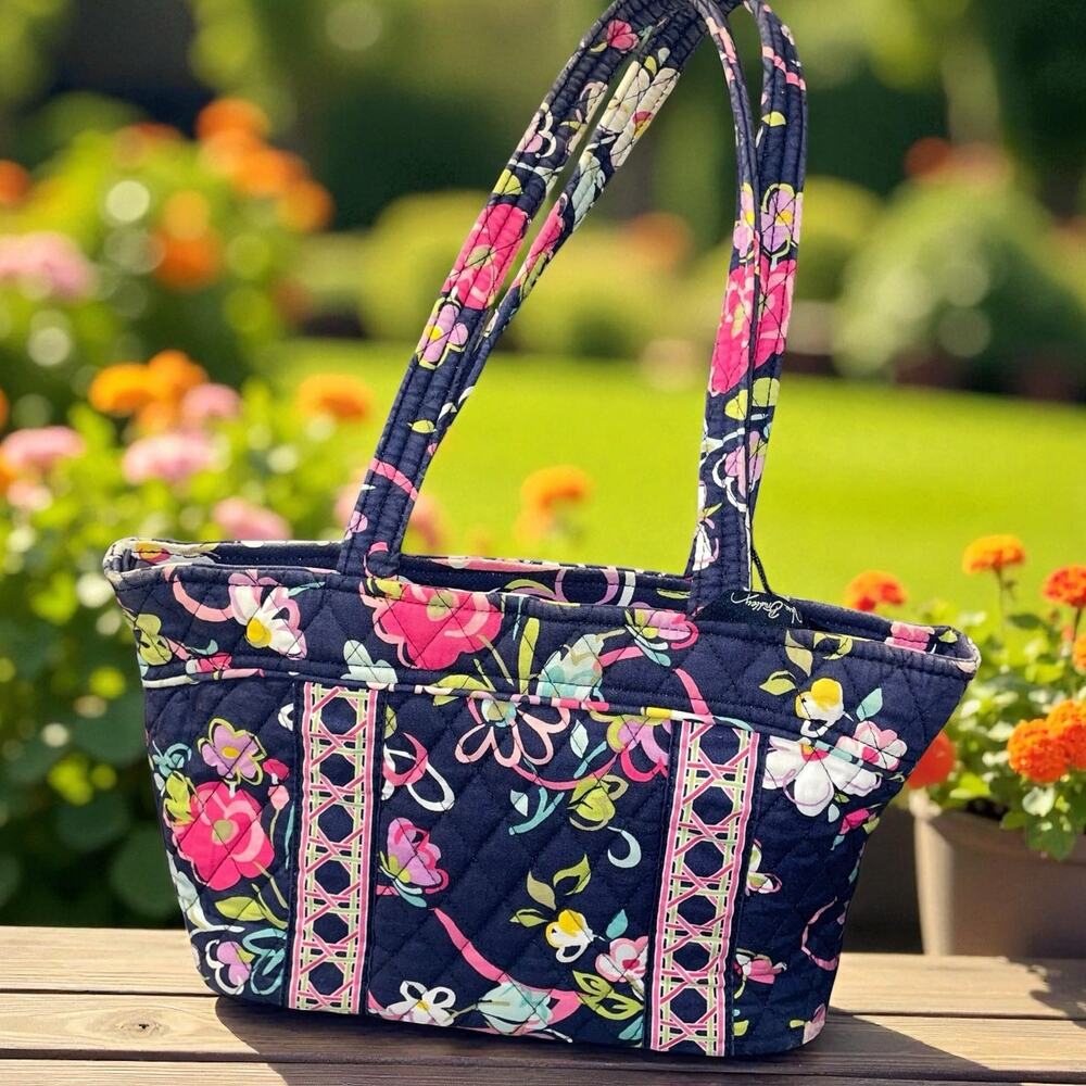 Vera Bradley Ribbons Little Betsy Shoulder Bag Floral Retired Blue Handbag Purse